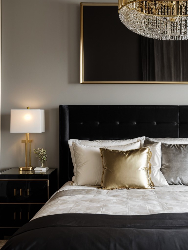 Chic Metallic Accents: Elevate Your Apartment's Bedroom with Enigmatic Elegance