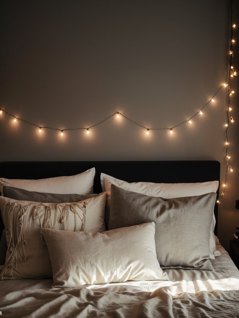 Cozy & Romantic: Black Bedroom Revamp with Dreamy String Lights