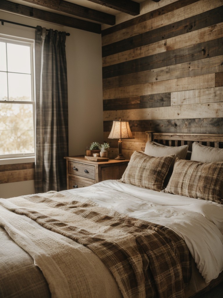 Rustic Farmhouse Vibes: Transform Your Bedroom with Cozy Plaid and Antique Accents