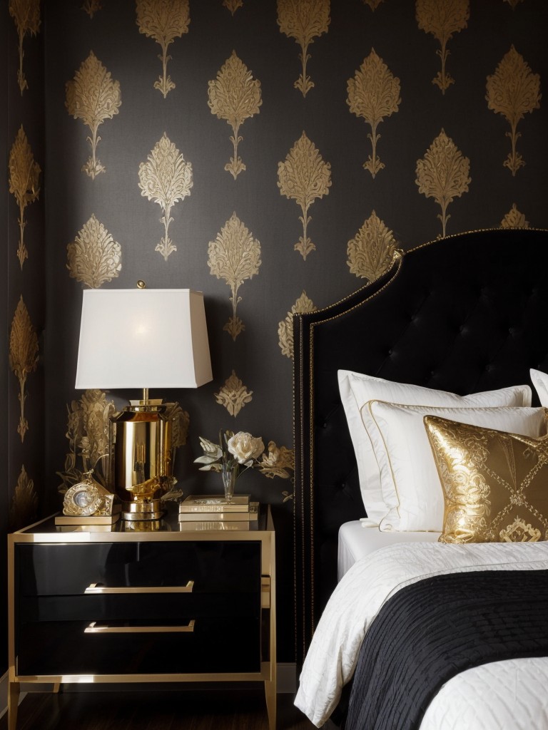 Bold & Glam: Black & Gold Wallpaper for Timeless Apartment Style