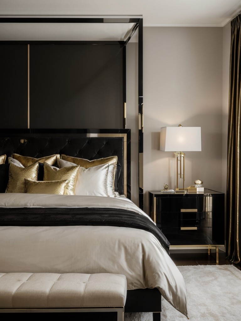 Sleek & Chic: Elevate your apartment with a timeless black bedroom design!