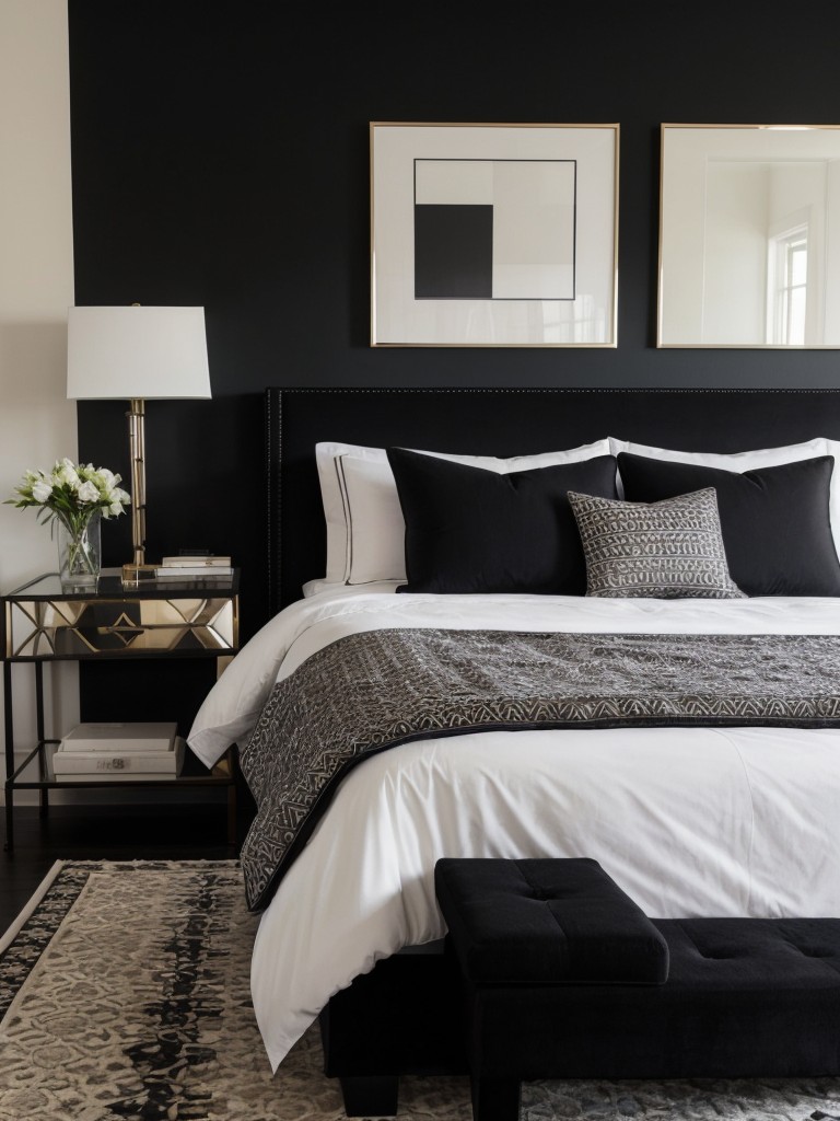 Chic & Modern: Geometric Touches for Your Black Bedroom!