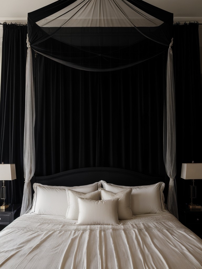 Elegant Black Bedroom: Airy & Romantic Apartment Decor