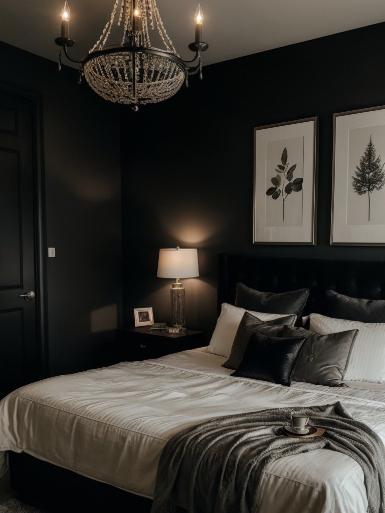 Cozy Black Bedroom Vibes: Elevate Your Space with Soft Lighting!