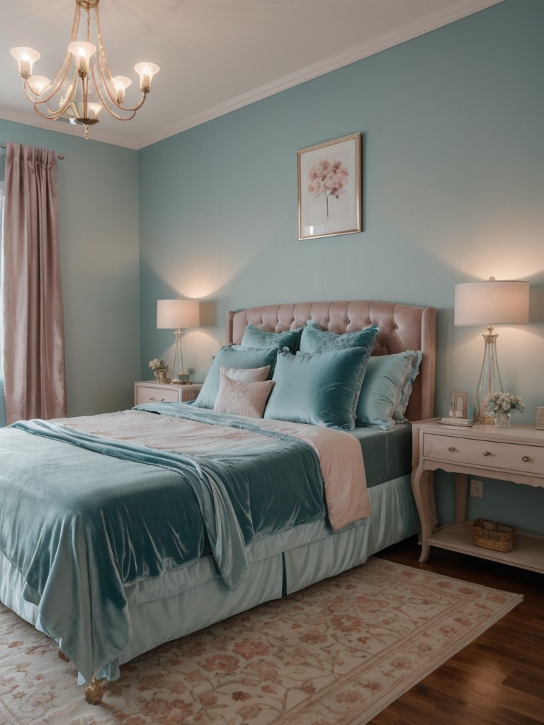 Teal and Blush Bedroom Bliss: Create Sophisticated Apartment Ambiance