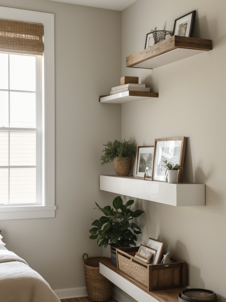 Minimalist Oasis: Transform Your Bedroom with Wall-Mounted Storage.