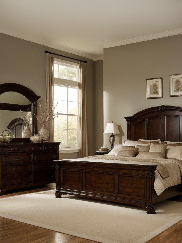 Classic Oasis: Traditional Bedroom with Dark Wood Furniture