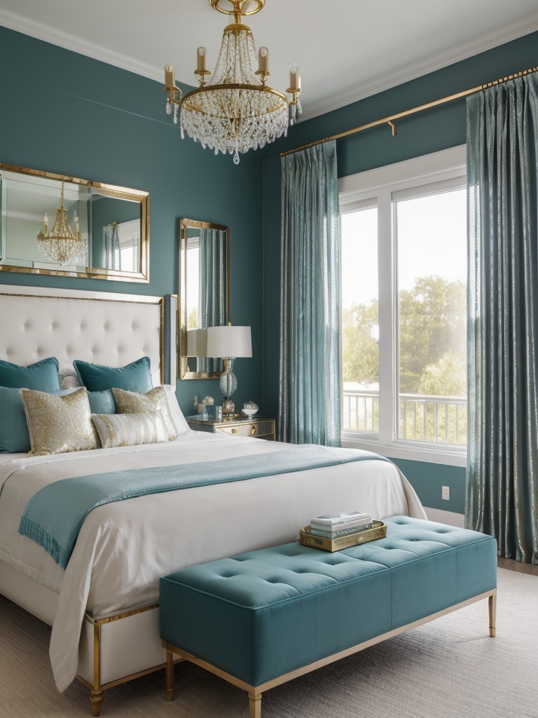 Create a Glamorous Teal Bedroom Oasis with Metallic Accents