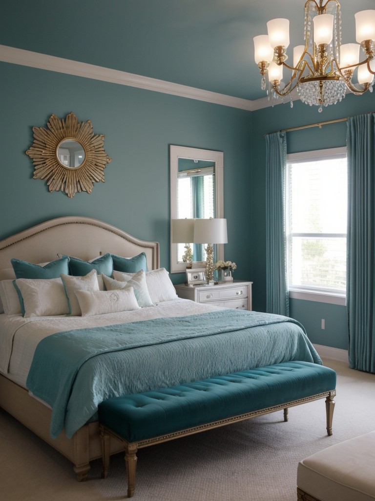 Opulent Teal Bedroom: Transform Your Space with Glam & Lighting