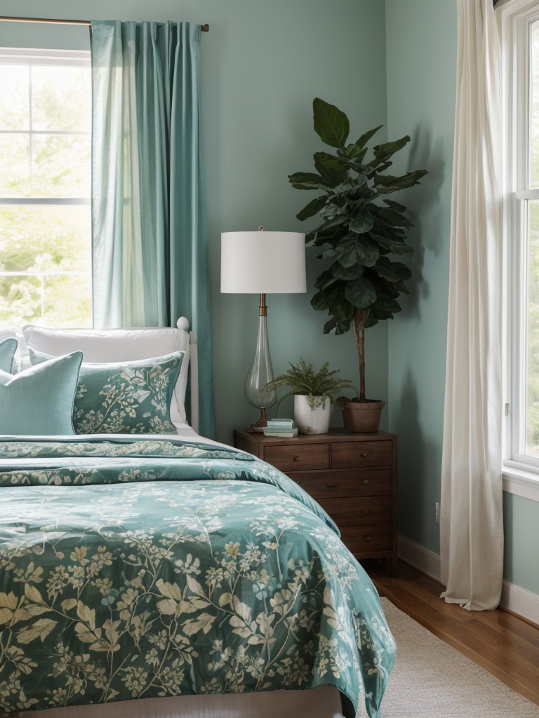 Botanical Bliss: Transform Your Bedroom with Teal and Green