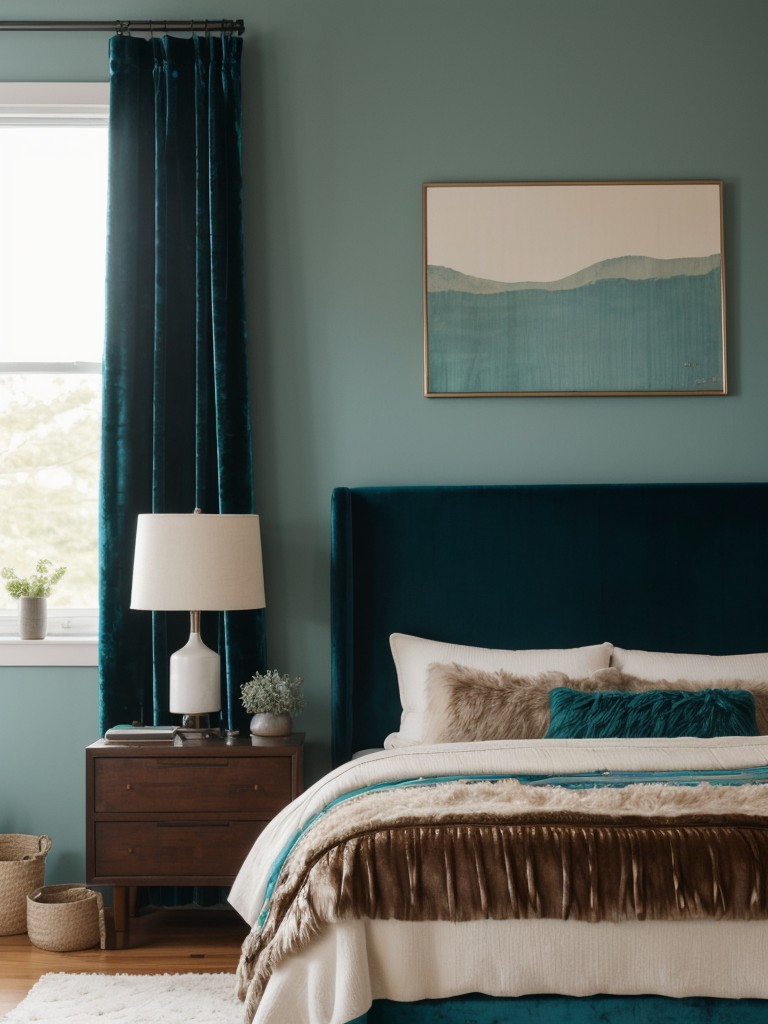 Teal Bedroom Makeover: Textured Materials for a Vibrant Space.