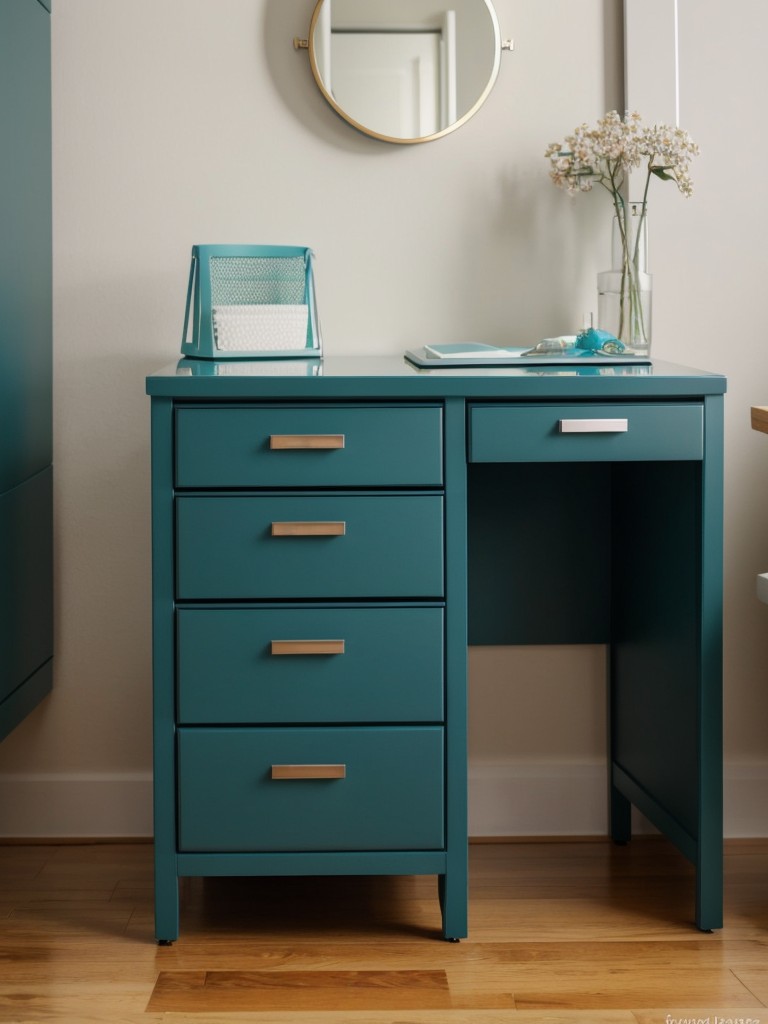 Teal Bedroom Inspo: Transform Your Space with a Dual-Purpose Desk!