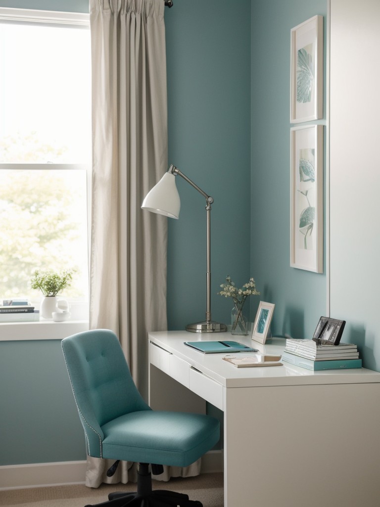 Create a Productive & Stylish Bedroom Workspace with Teal Decor