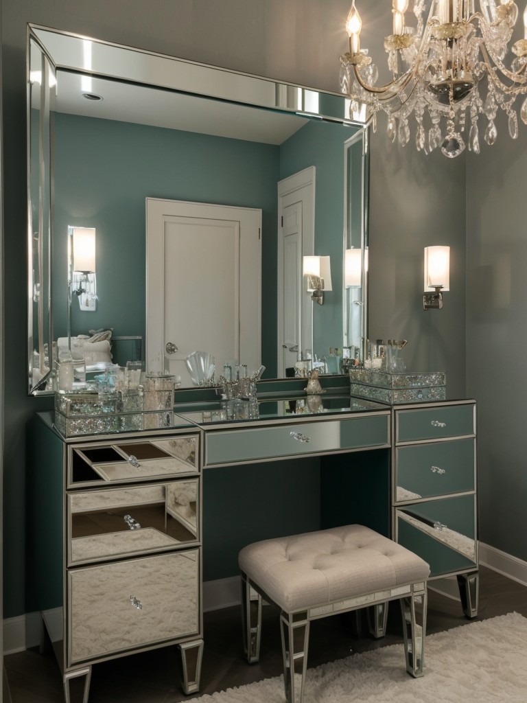 Glamorous Teal Bedroom Makeover: Chandelier, Mirrors, and Vanity Ideas!