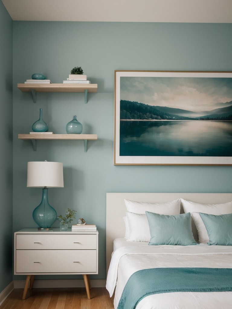 Transform your apartment into an art lover's haven with stunning teal bedroom decor.