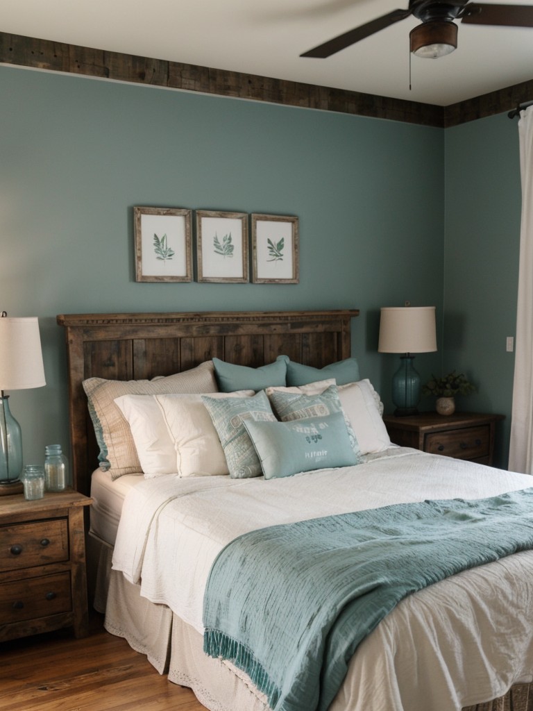 Rustic Farmhouse Vibes: Cozy Up Your Bedroom with Teal Decor.