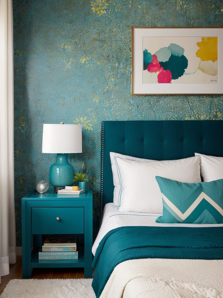 Bold Teal Apartment Bedroom: Vibrant Decor Inspiration!