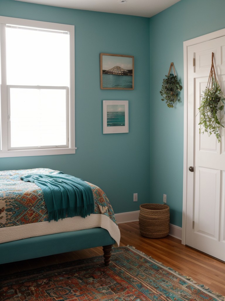 Boho Vibes: Teal Accents for a Pop of Color in Your Apartment!