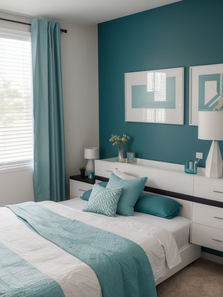 Colorful Teal Accents for a Modern Apartment Vibe