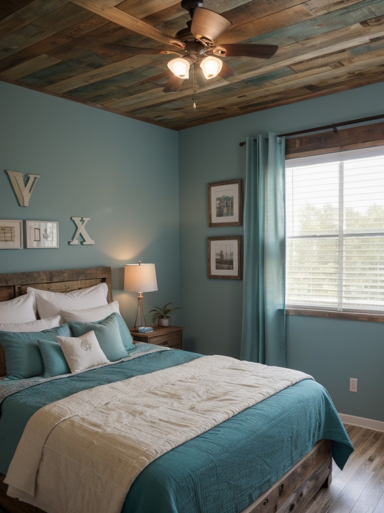 Transform Your Bedroom with Teal Accents and Weathered Wood Elements