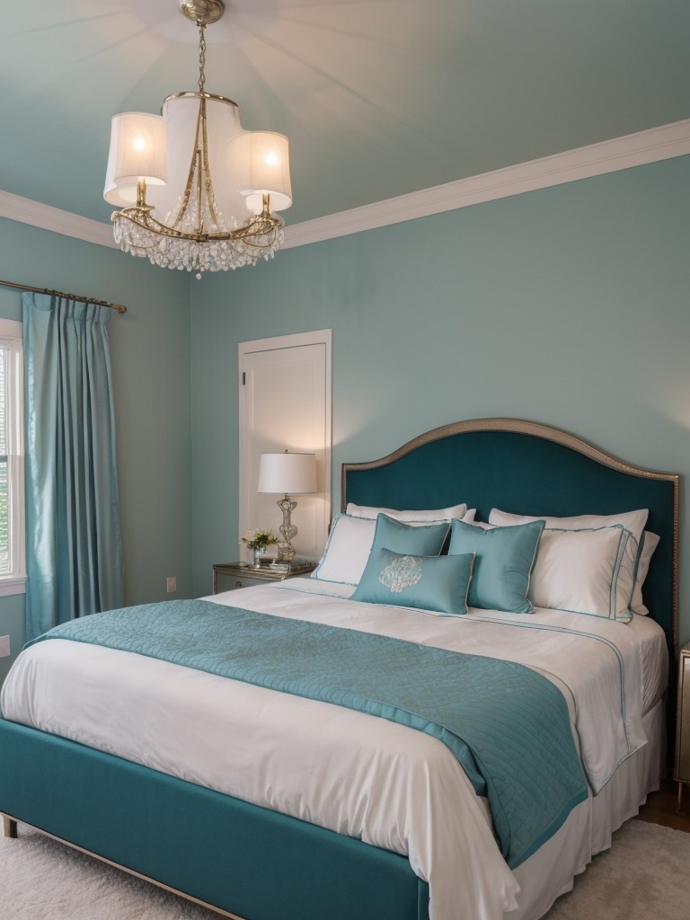 Turn Your Apartment into a Glamorous Retreat with Teal Bedroom Accents!