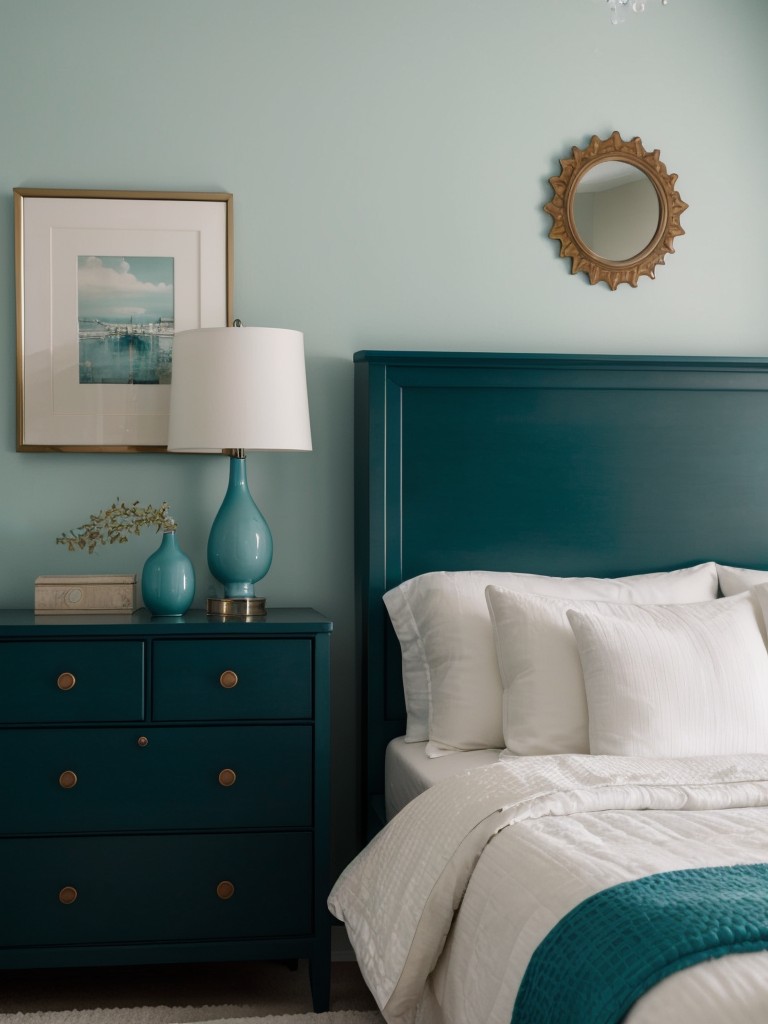 Elegant Teal Accents for a Timeless Bedroom Look!