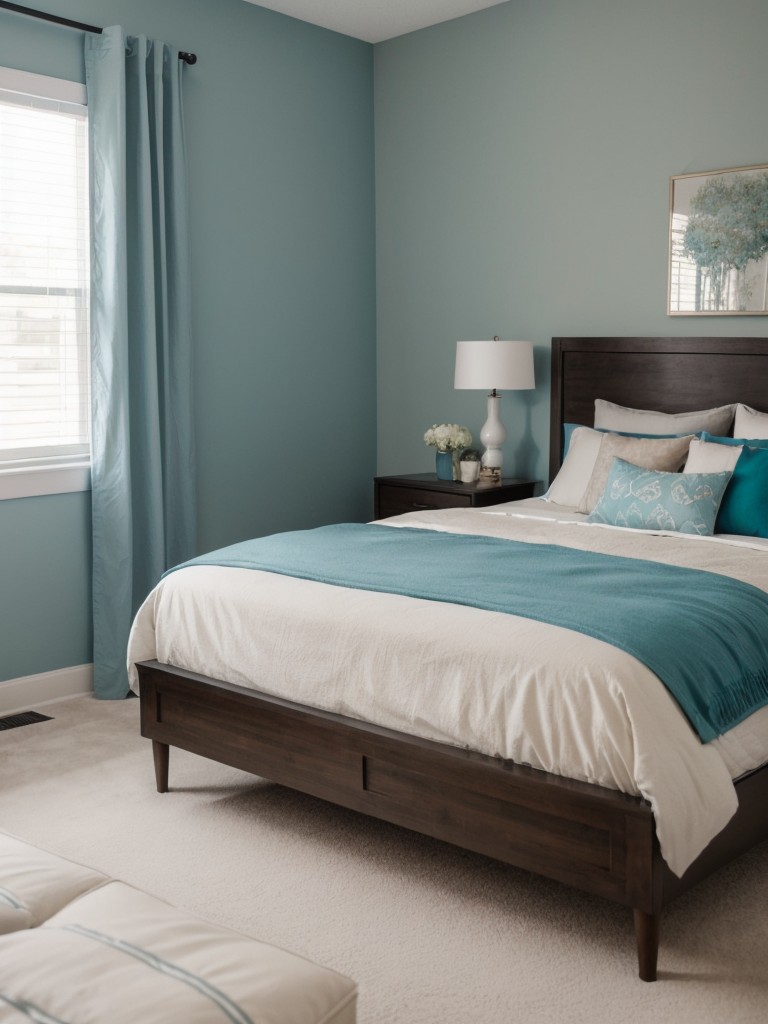 Elevate Your Apartment with Teal Bedroom Accents!