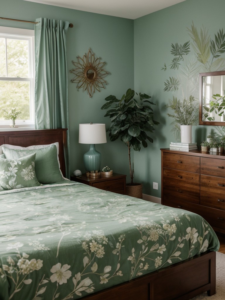 Botanical Bliss: Transform your bedroom into a serene oasis with teal decor