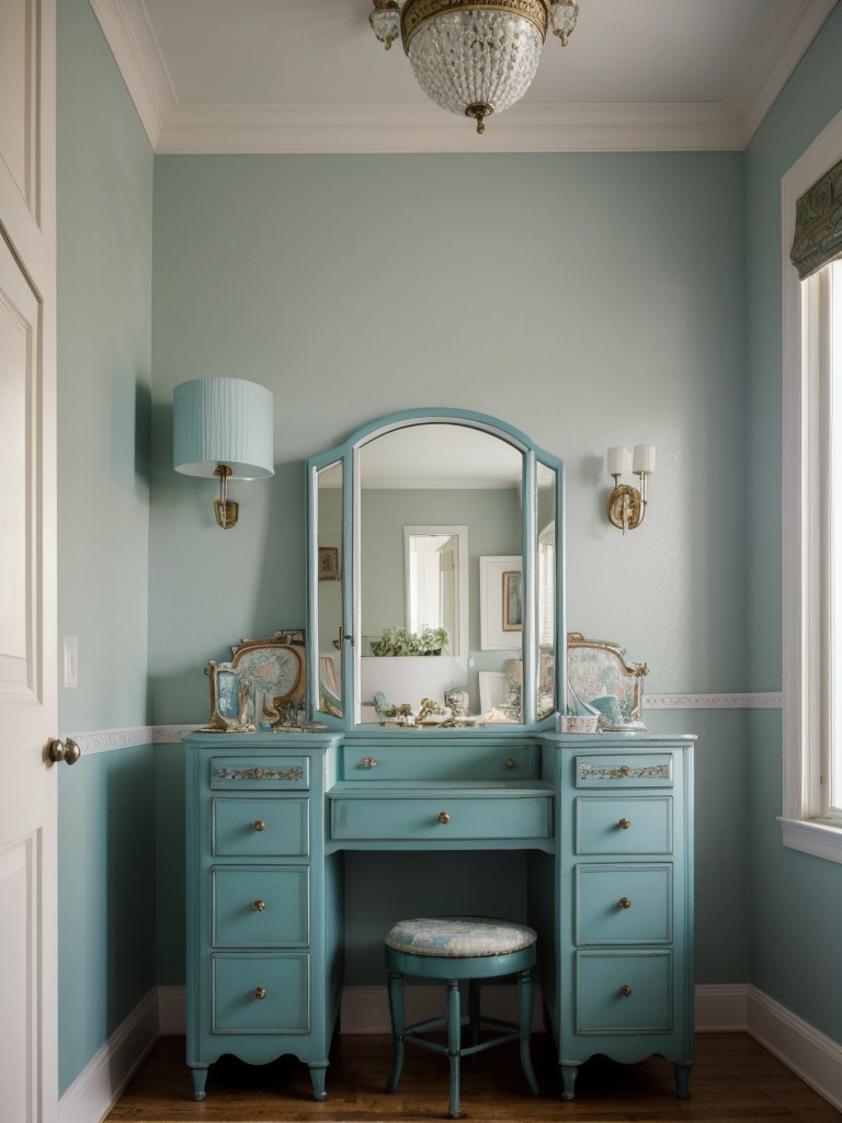 Vintage-Inspired Apartment: Stylish Teal Bedroom Makeover!