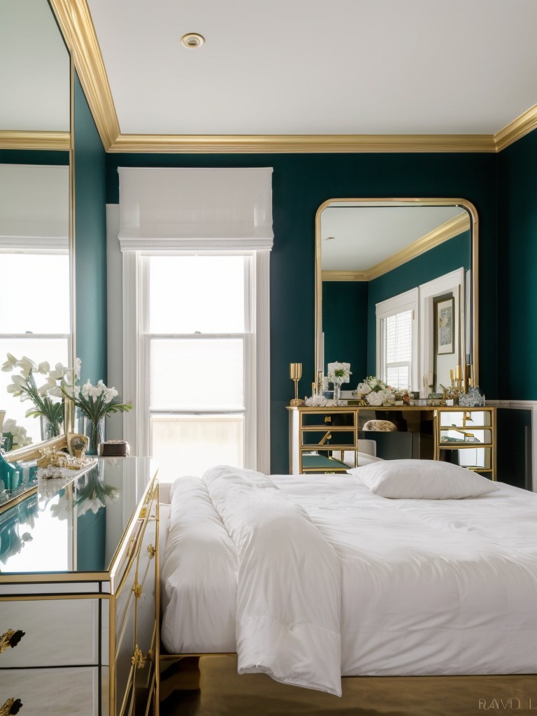 Glam up your teal bedroom with Hollywood Regency style!