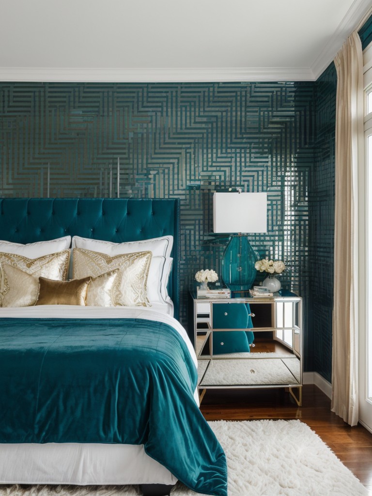 Art Deco Glam: Transform Your Bedroom with Teal Accents