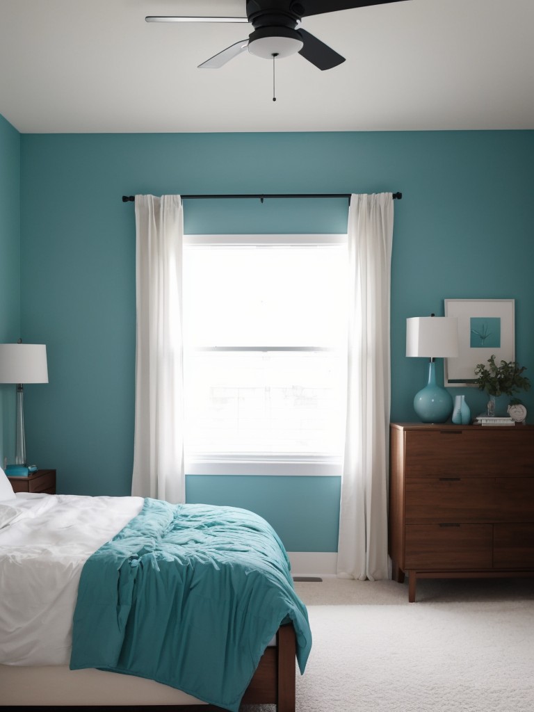 Bold Teal Bedroom Decor: Minimalist Apartment Style