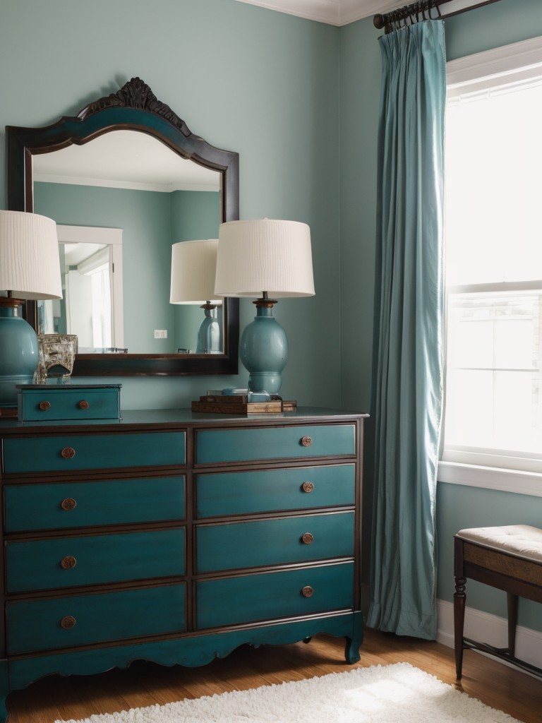 Timeless Teal: Make a Bold Statement with Antique Furniture in Your Bedroom!