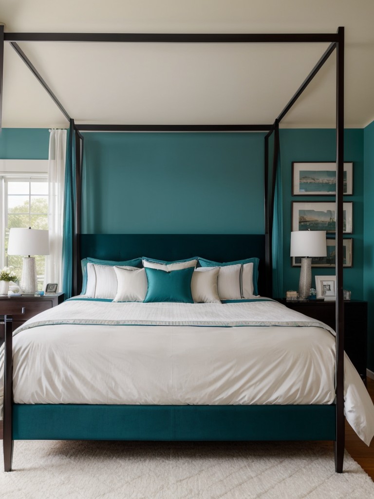 Dramatic Teal Canopy Bed: Make Your Bedroom Bold!