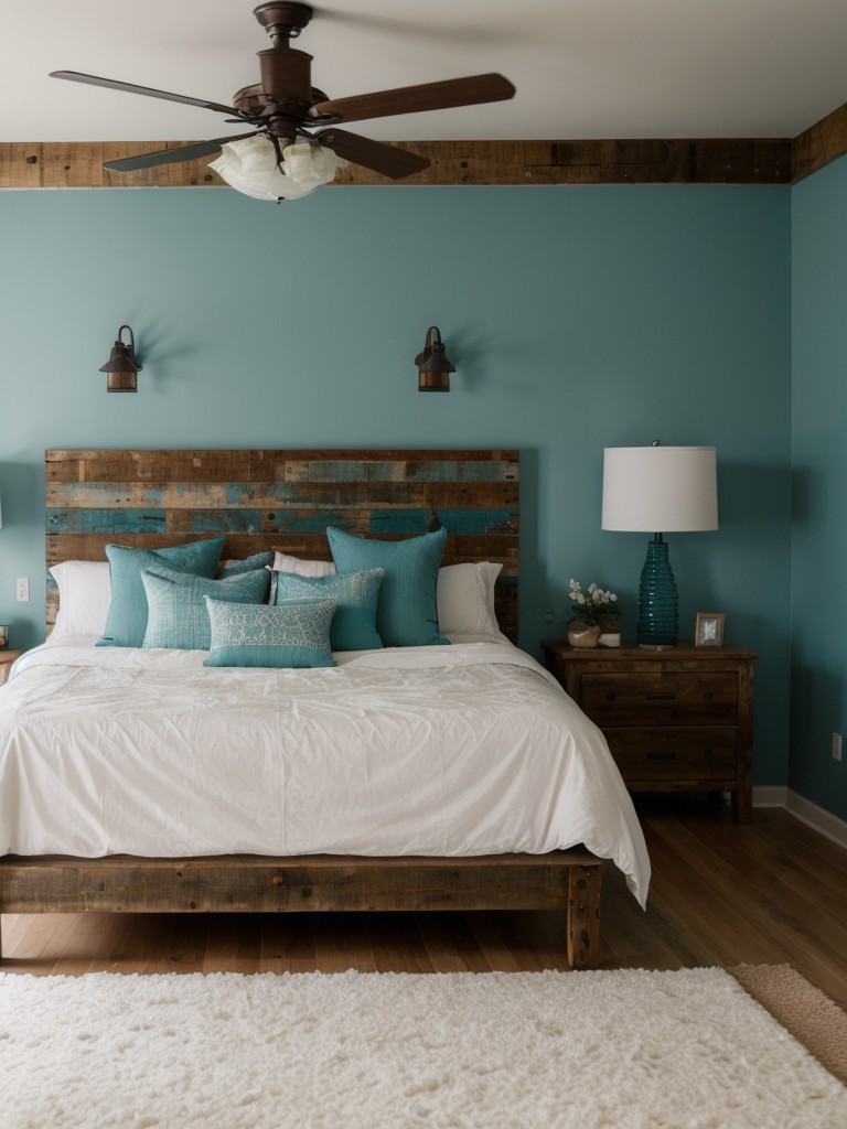 Teal Bedroom Decor: Embrace Rustic Charm with Reclaimed Wood Accents