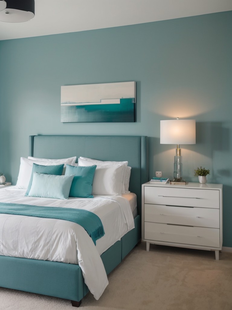 Teal Apartment Bliss: Minimalist Decor with a Pop of Teal