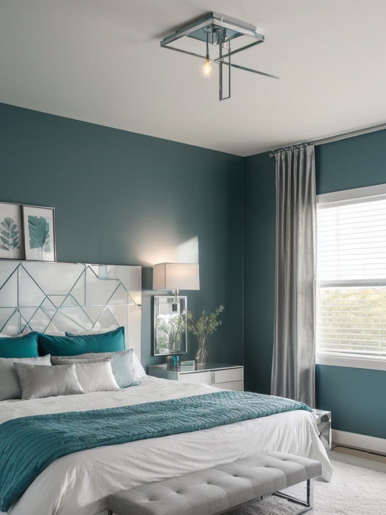 Modern Minimalist Teal Bedroom Decor: Go for Metallic Accents!