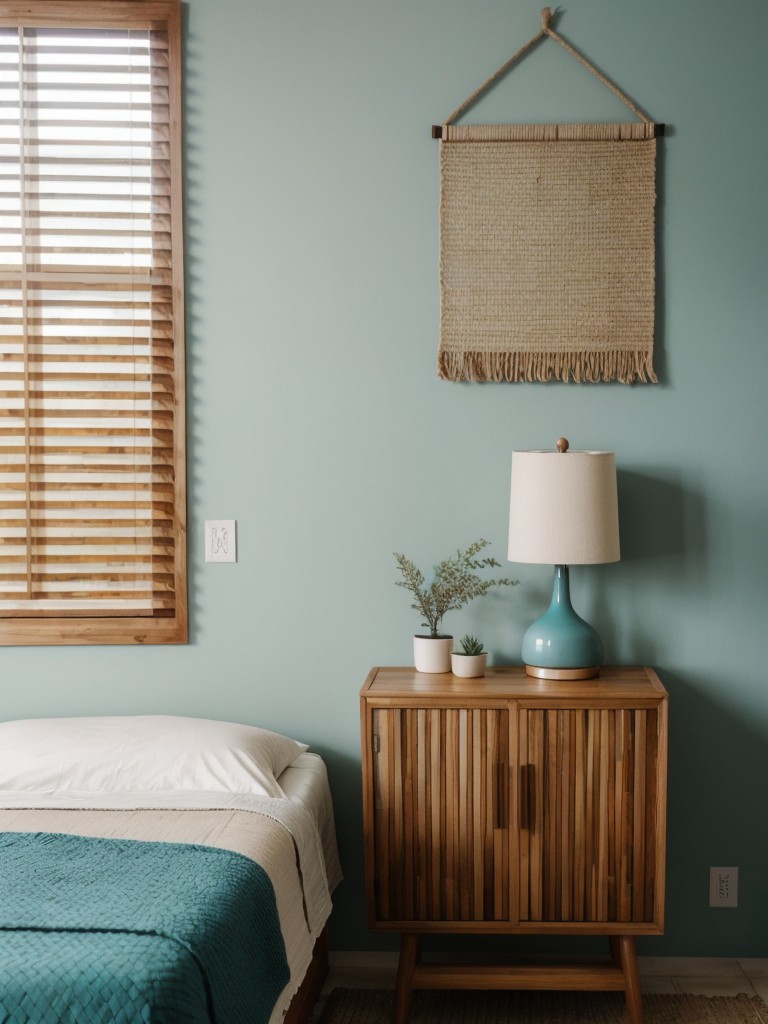 Minimalist Teal Bedroom Decor with Natural Elements