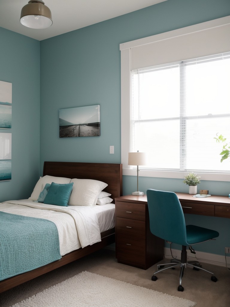 Minimalist Teal Bedroom: Stylish & Organized Vibes!