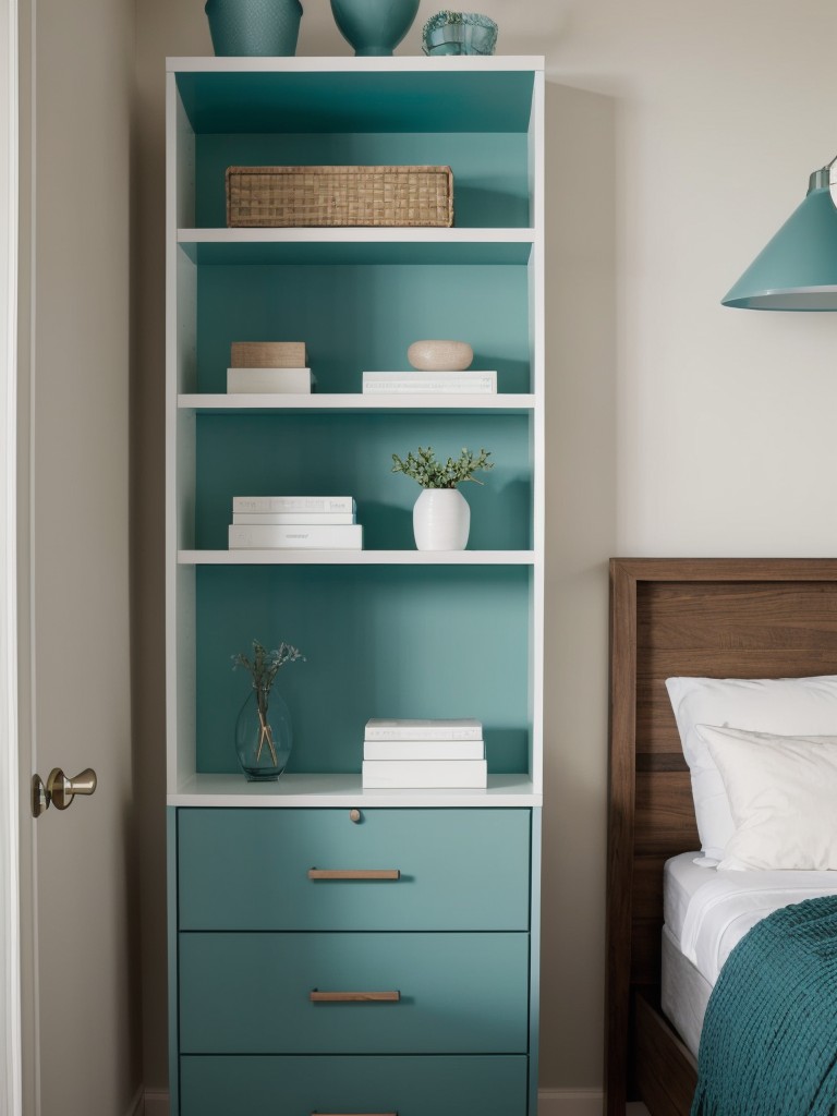 Minimalist Teal Bedroom: Clever Storage Solutions!