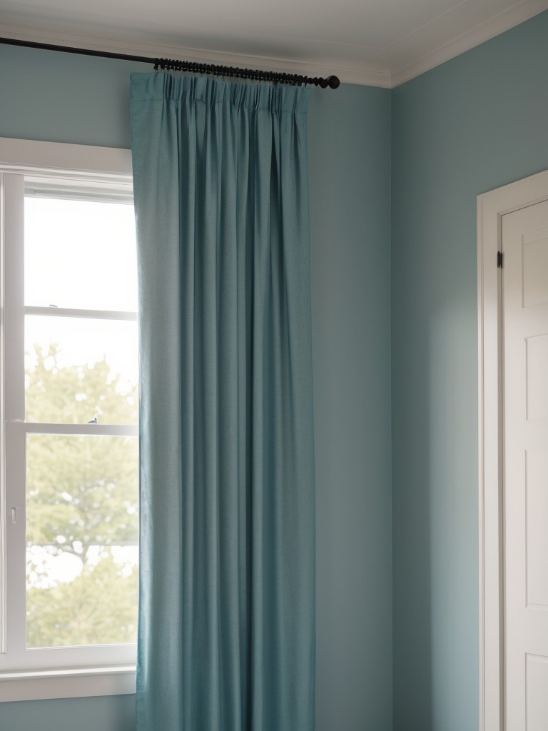 Modern Minimalist Bedroom: Elevate your space with Teal Curtains!