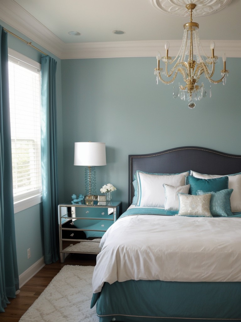 Elevate your bedroom with opulent teal decor for a luxe vibe