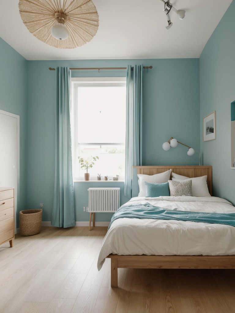 Cozy Teal Bedroom: Scandinavian Vibe for Apartment Retreat