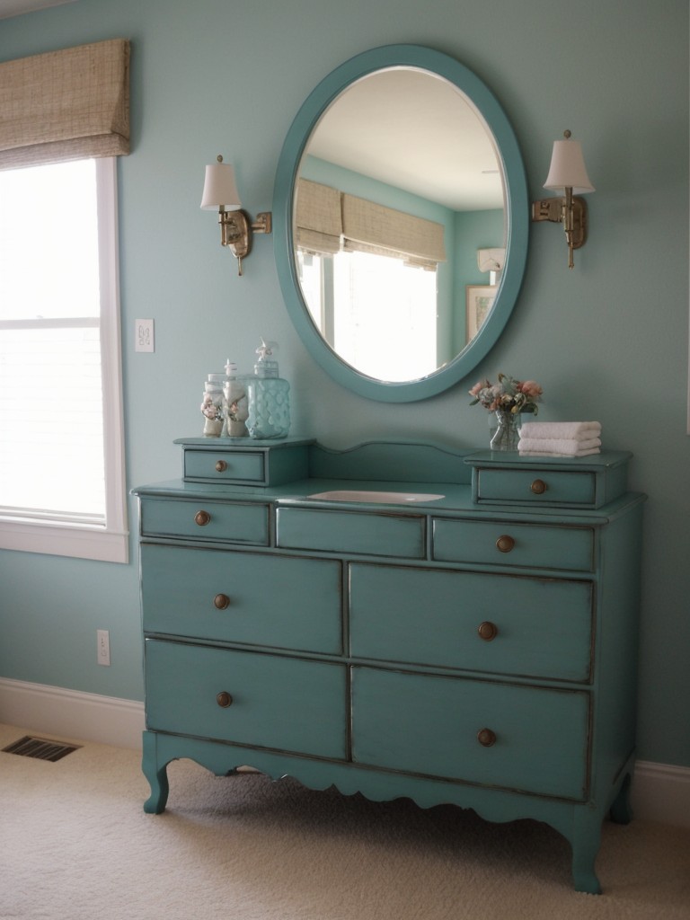 Vintage Teal Bedroom: Playful Charm for Your Apartment