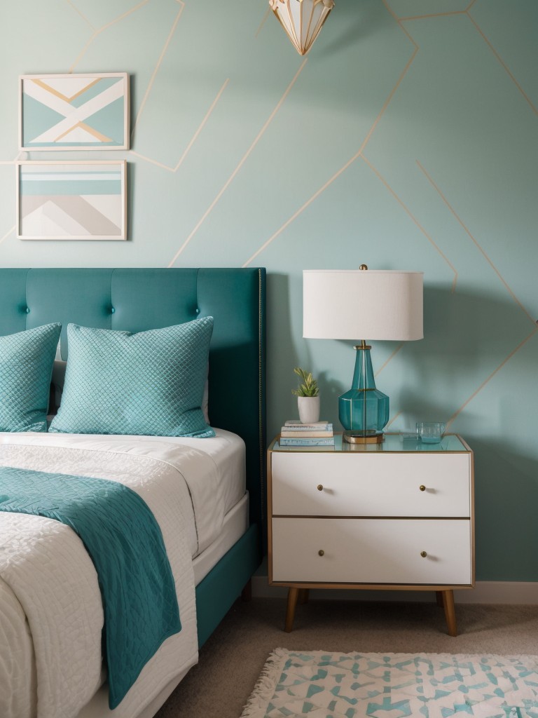 Modern Teal Apartment Bedroom: Sleek, Playful Decor!