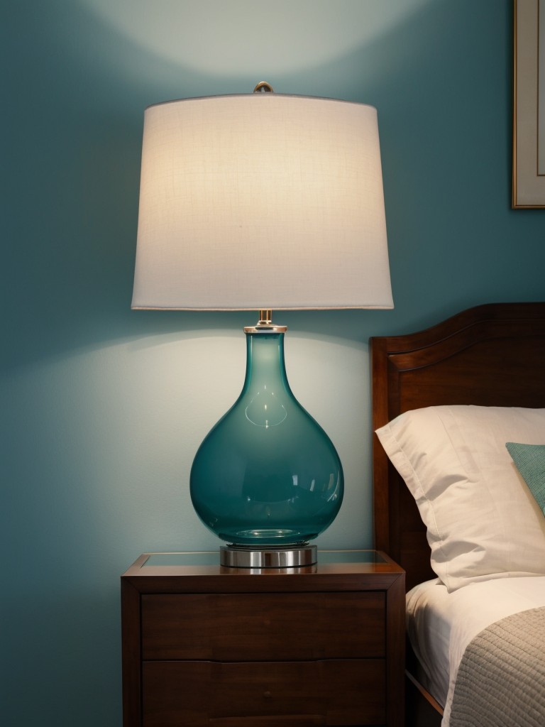 Stunning Teal Bedroom: Elevate the Ambiance with a Chic Lamp!