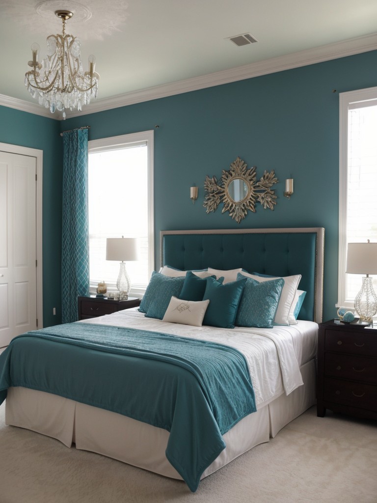 Glam Up Your Bedroom with an Oversized Teal Chandelier!