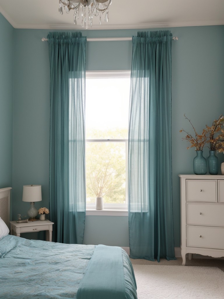 Chic Teal Bedroom Decor: Elevate Your Space with Sheer Curtains