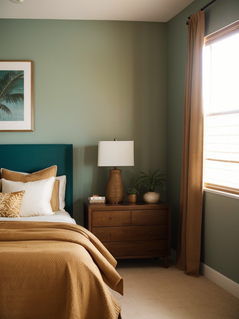 Tropical Teal: Create a Cozy and Inviting Atmosphere in Your Bedroom with Earthy Tones