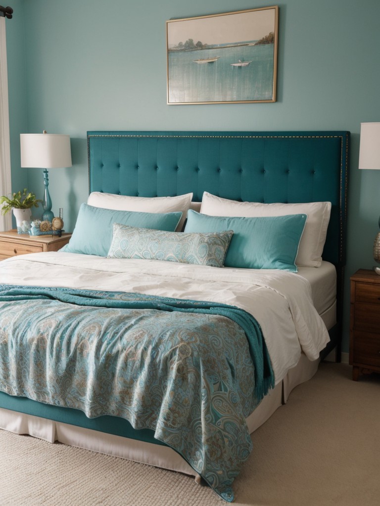 Teal Boho Bedroom: Cozy Retreat with a Statement Headboard